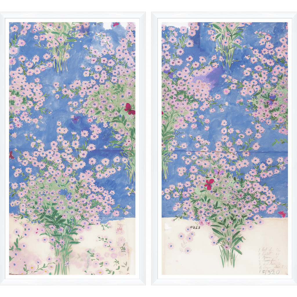Paule Marrot Papillons et Margeurites Diptych (Var. 2)- The Well Appointed House