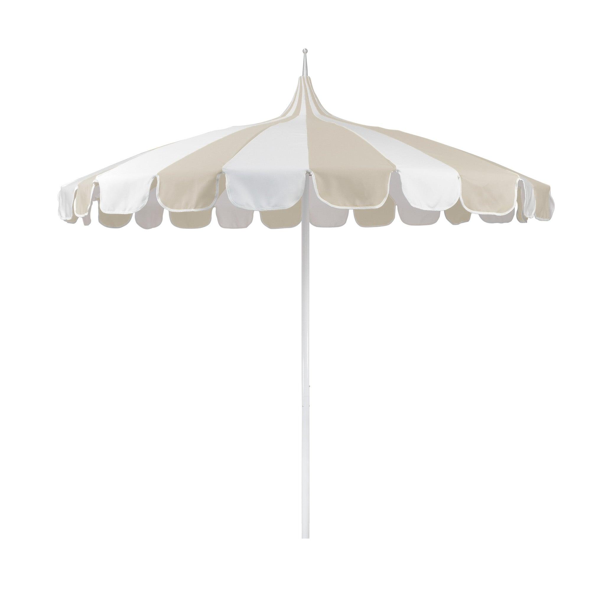 classic patio umbrellas California Umbrella Pagoda 8.5' Patio Umbrella with Aluminum Pole Push Lift with Sunbrella Fabric In Natural/Antique Beige/White