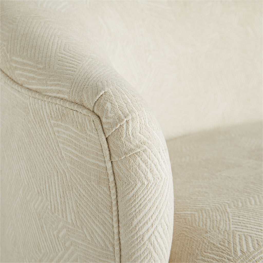 Duprey Settee in Textured Ivory Fabric - The Well Appointed House