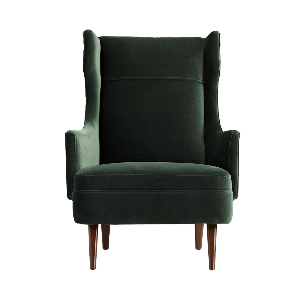 Budelli Wing Chair in Forest Velvet - The Well Appointed House