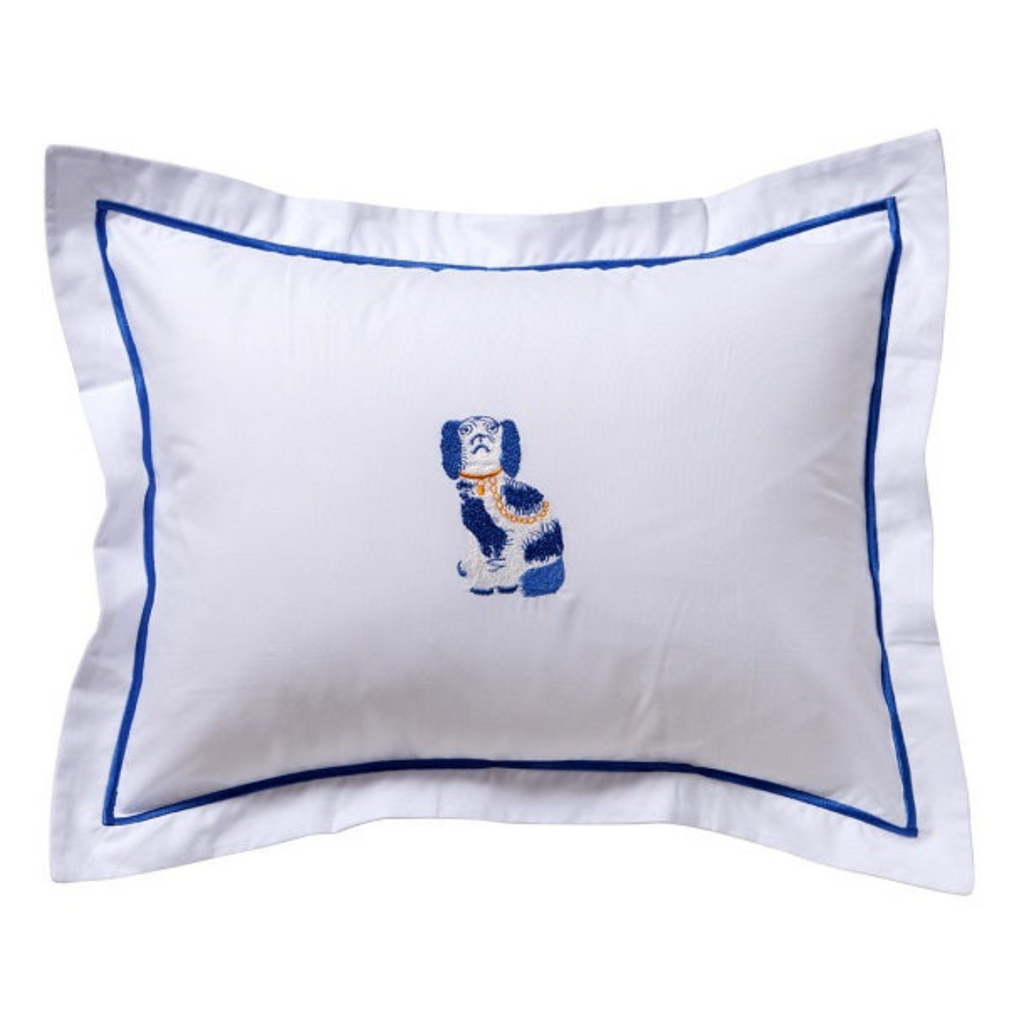 Boudoir Pillow Cover in Staffordshire Dog Blue/White - The Well Appointed House