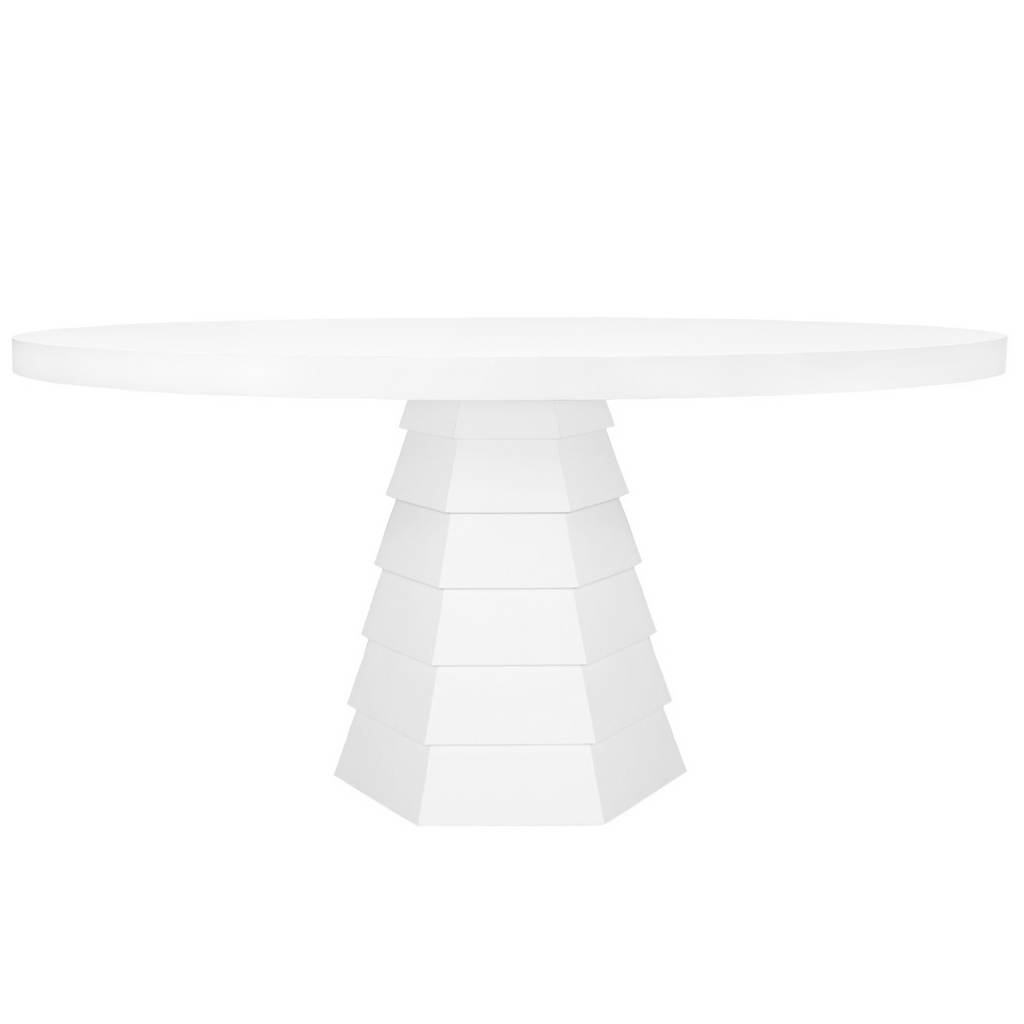Hugo White Round Dining Table With Hexagonal Base