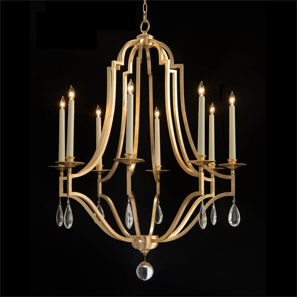 Gold-Leaf And Crystal Chandelier - The Well Appointed House