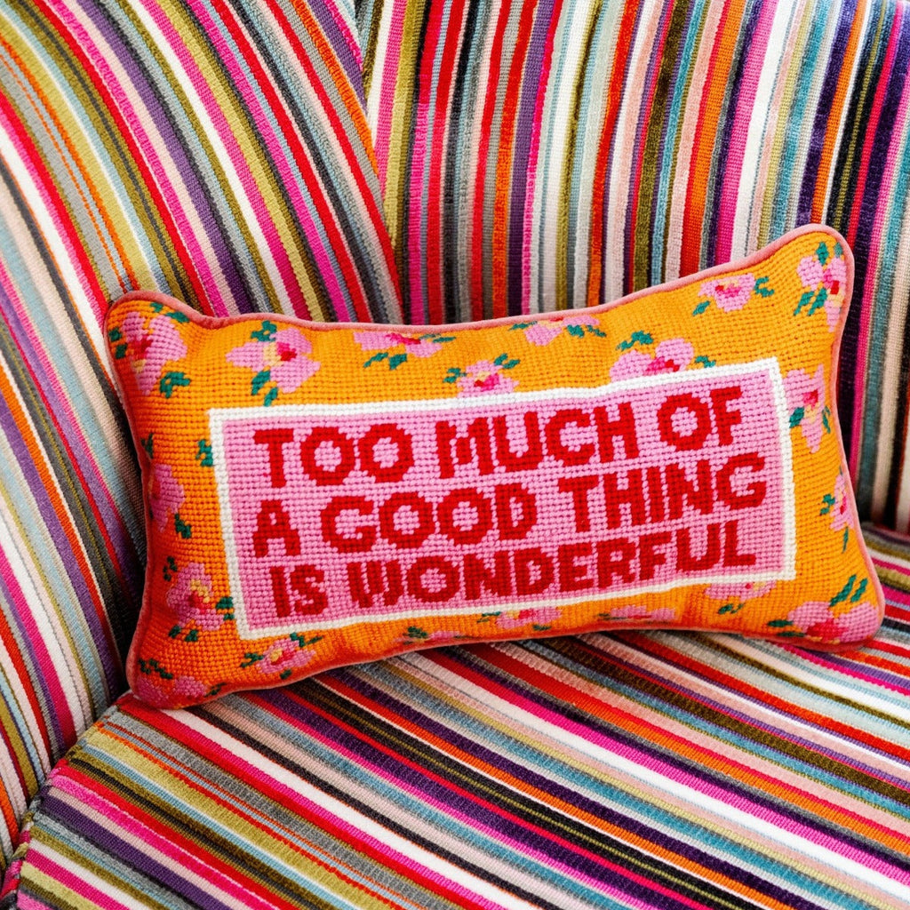 Too Much Needlepoint Pillow - The Well Appointed House