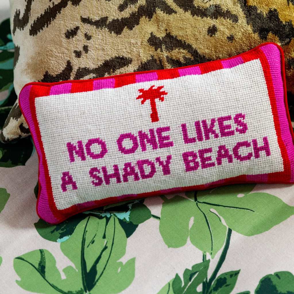 Shady Beach Needlepoint Pillow - The Well Appointed House
