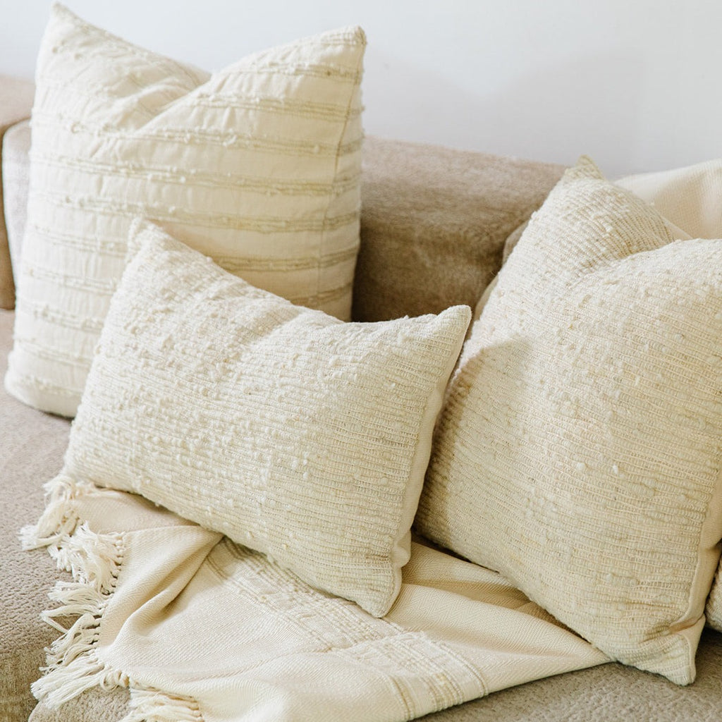 Ivory Chunky Wool Lumbar Pillow - The Well Appointed House