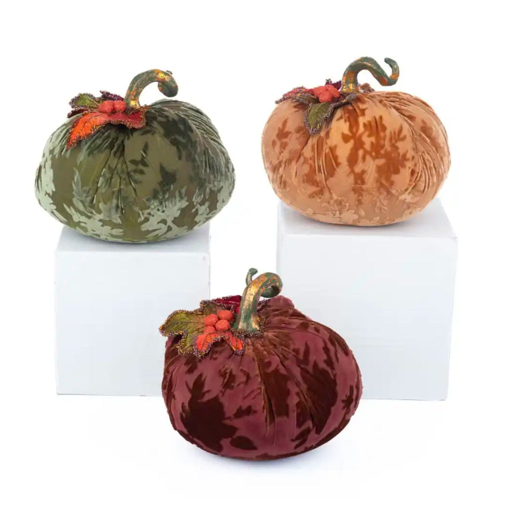 Velvet Pumpkins-Assortment of Three- The Well Appointed House