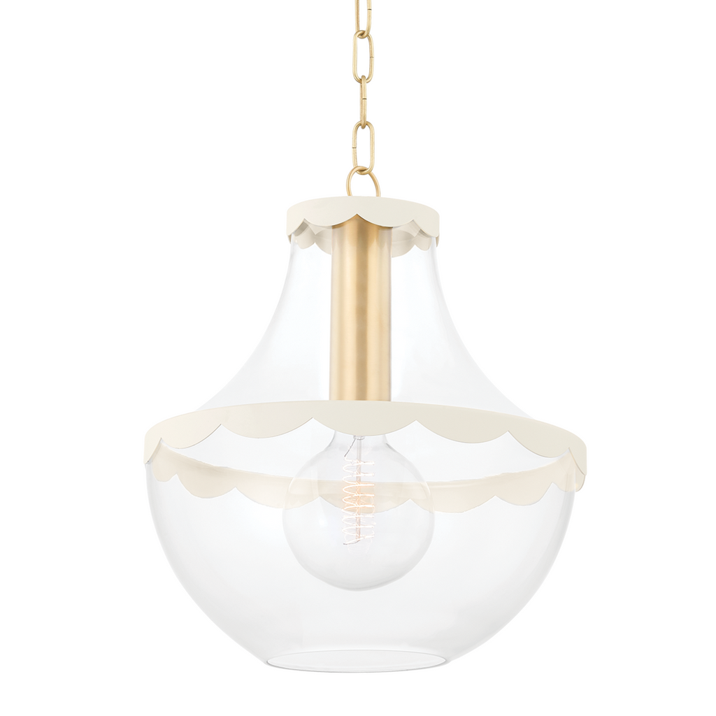 Alaina Cream Scalloped Edge Pendant Light  - The Well Appointed House