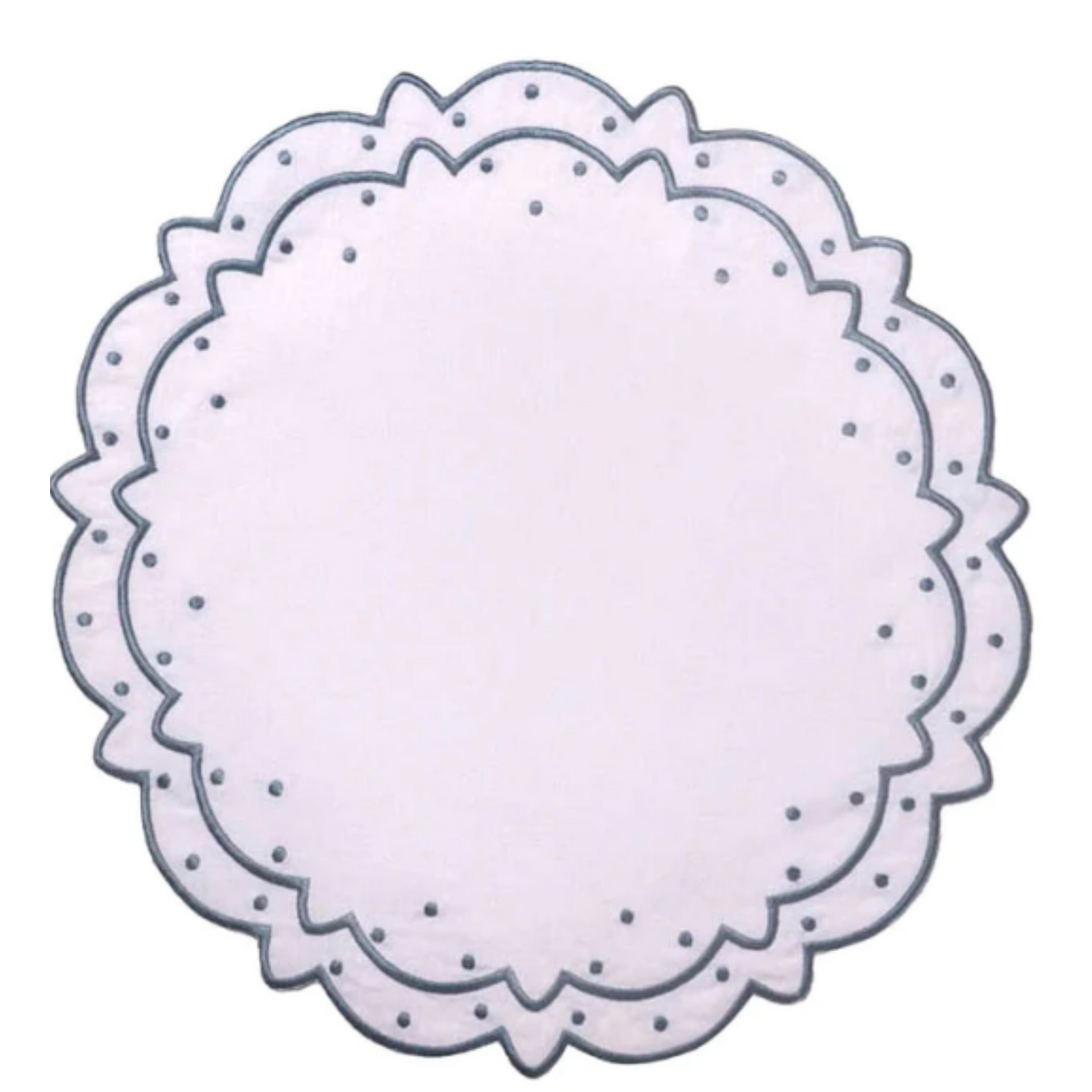 Set of 12 White Placemats With Blue Embroidery The Well Appointed House