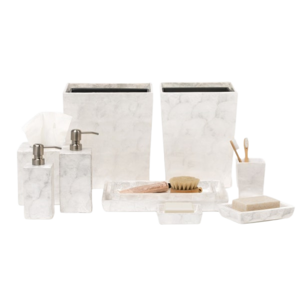 Andria Bathroom Accessories Collection in Pearlized Capiz - The Well Appointed House