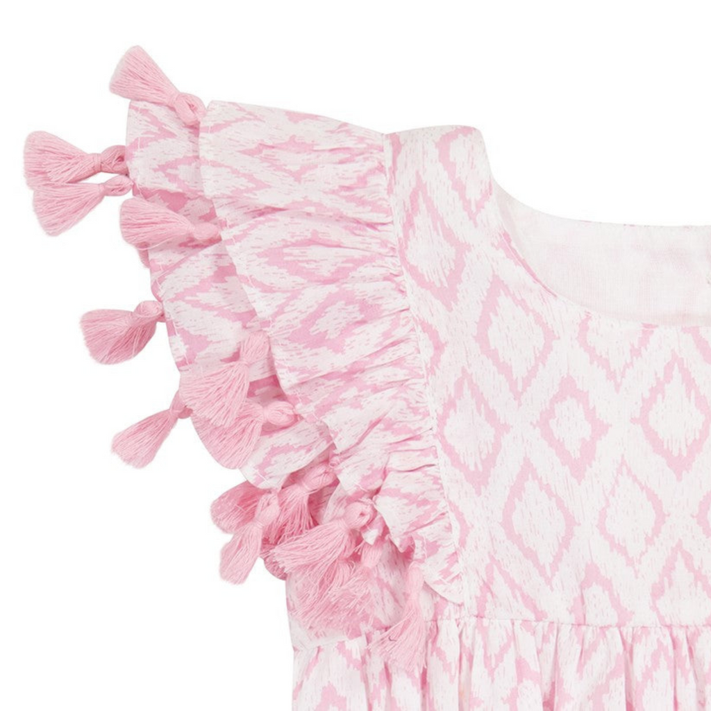 Anna Baby Romper in Soft Pink Ikat - The Well Appointed House