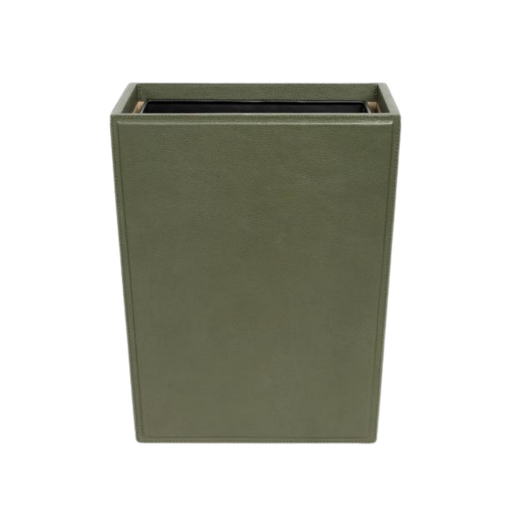 Asby Rectangular Wastebasket in Forest Full-Grain Leather - The Well Appointed House