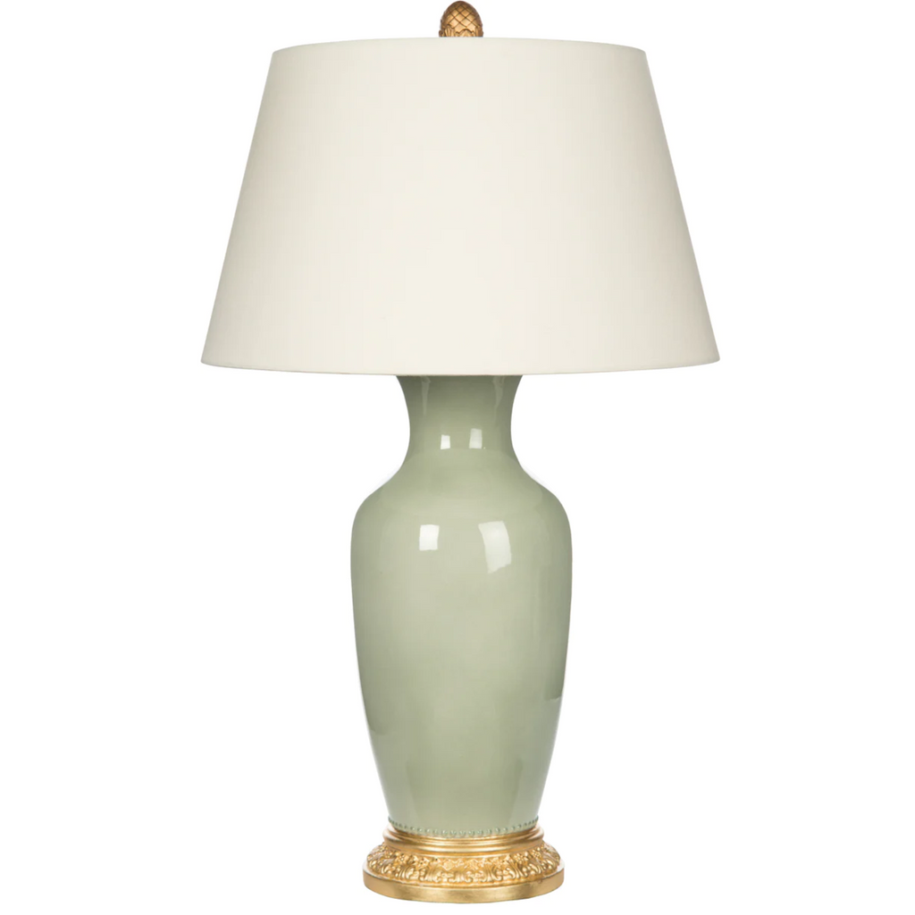 Aventine Verde Celadon Green Ceramic Table Lamp with Shade - The Well Appointed House