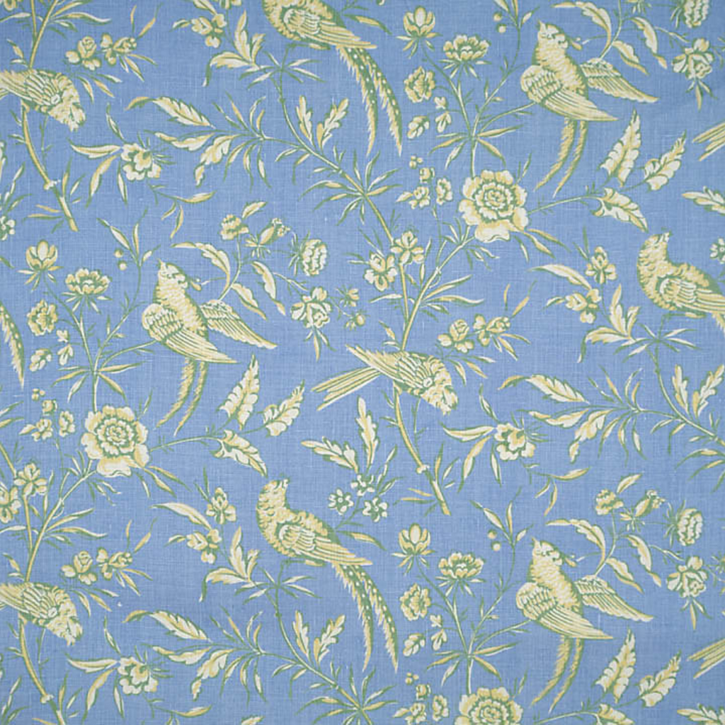 Aviary Linen Fabric in Sky Blue - The Well Appointed House