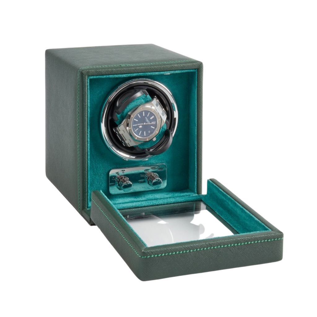 Vita Single Watch Winder in Hunter Green Epi Leather - The Well Appointed House