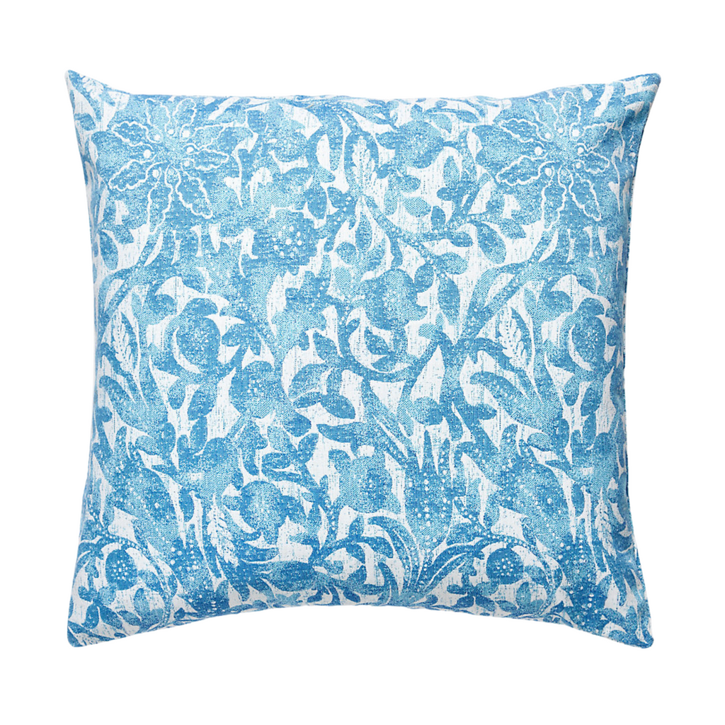 Bali Outdoor Floral Throw Pillow in Caribe Blue - The Well Appointed House