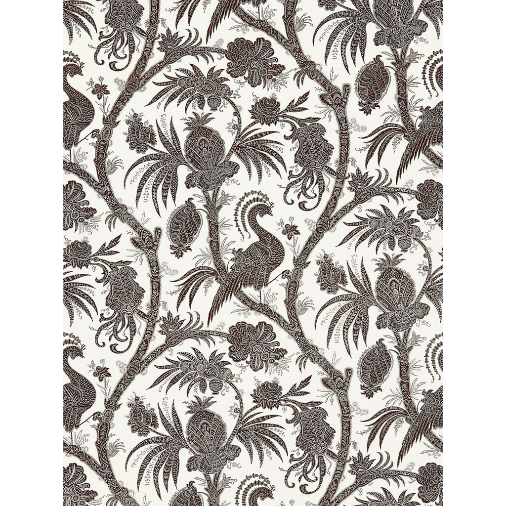 Balinese Peacock Fabric in Java Brown - The Well Appointed House