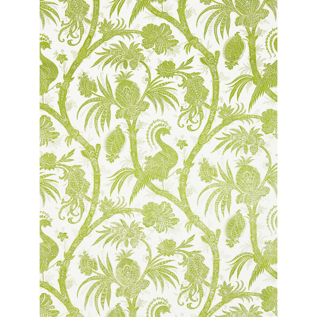 Balinese Peacock Fabric in Pear Green - The Well Appointed House
