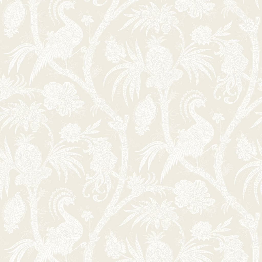 Balinese Peacock Wallcovering in Alabaster - The Well Appointed House
