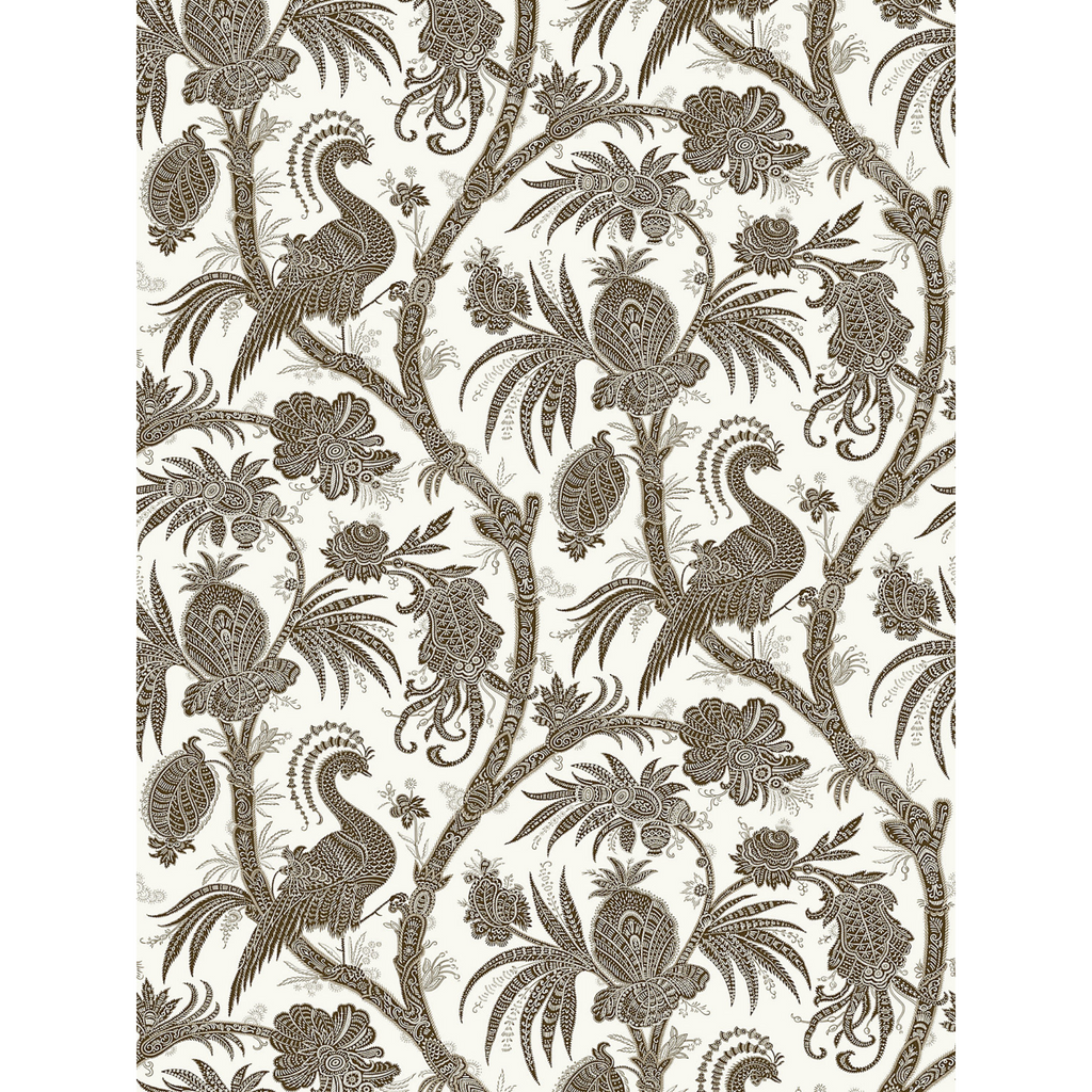 Balinese Peacock Wallcovering in Java Brown -The Well Appointed House
