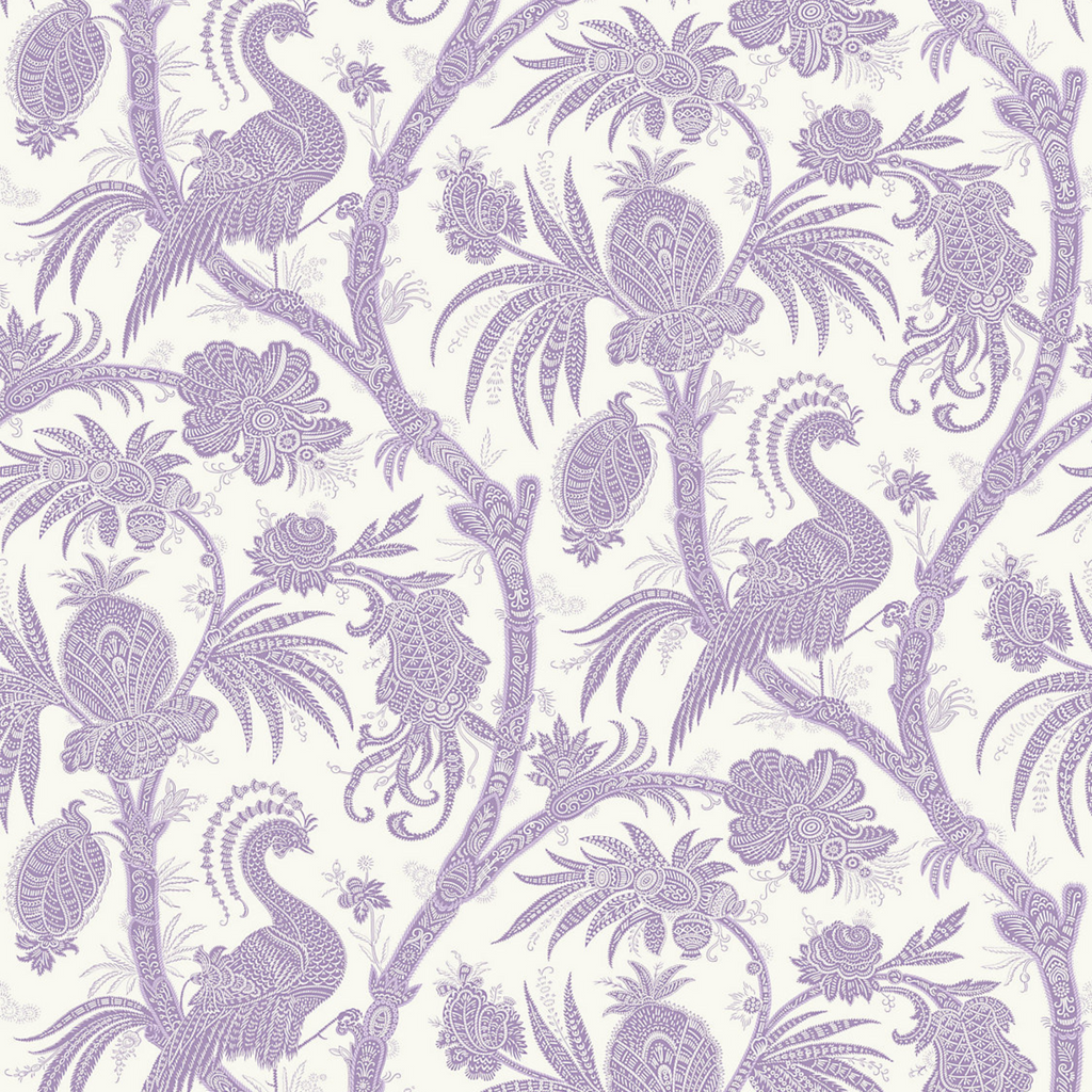 Balinese Peacock Wallcovering in Lavender - The Well Appointed House