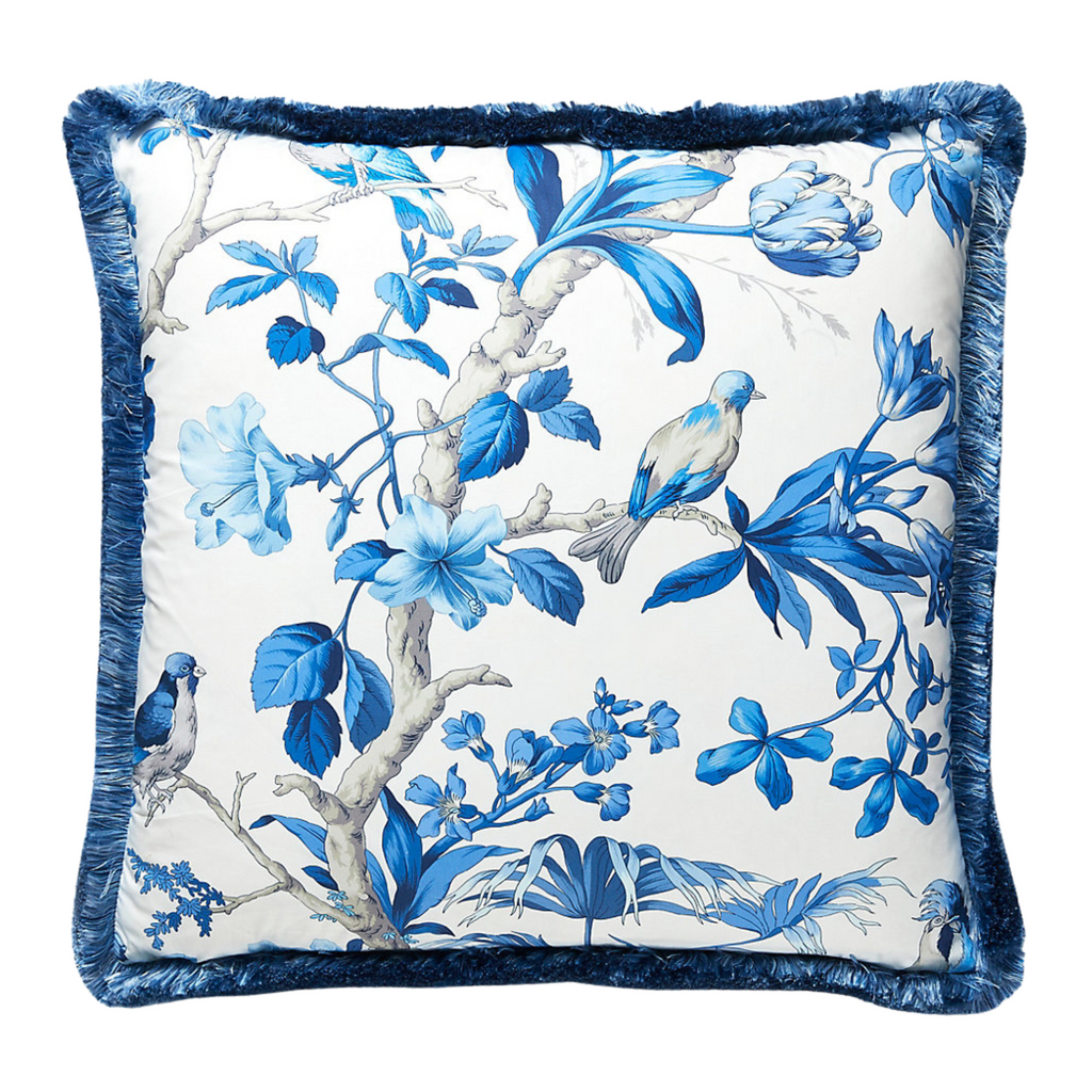 Belize Bird and Foliage Fringed Pillow - The Well Appointed House