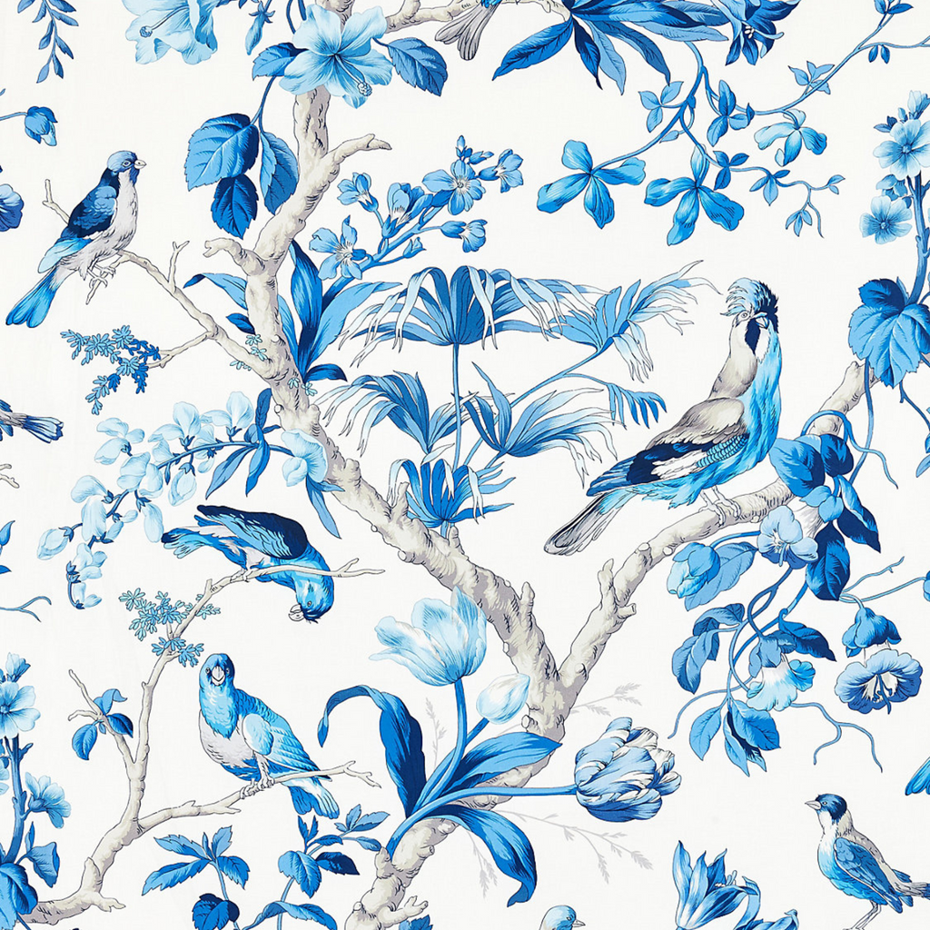 Belize Blue Porcelain Cotton Fabric - The Well Appointed House