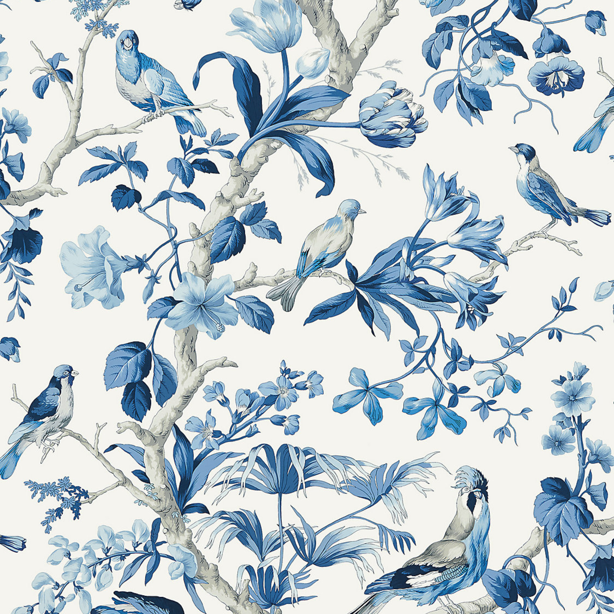 White And Blue Chinoiserie Wallpaper Chinoiserie In Grisaille China