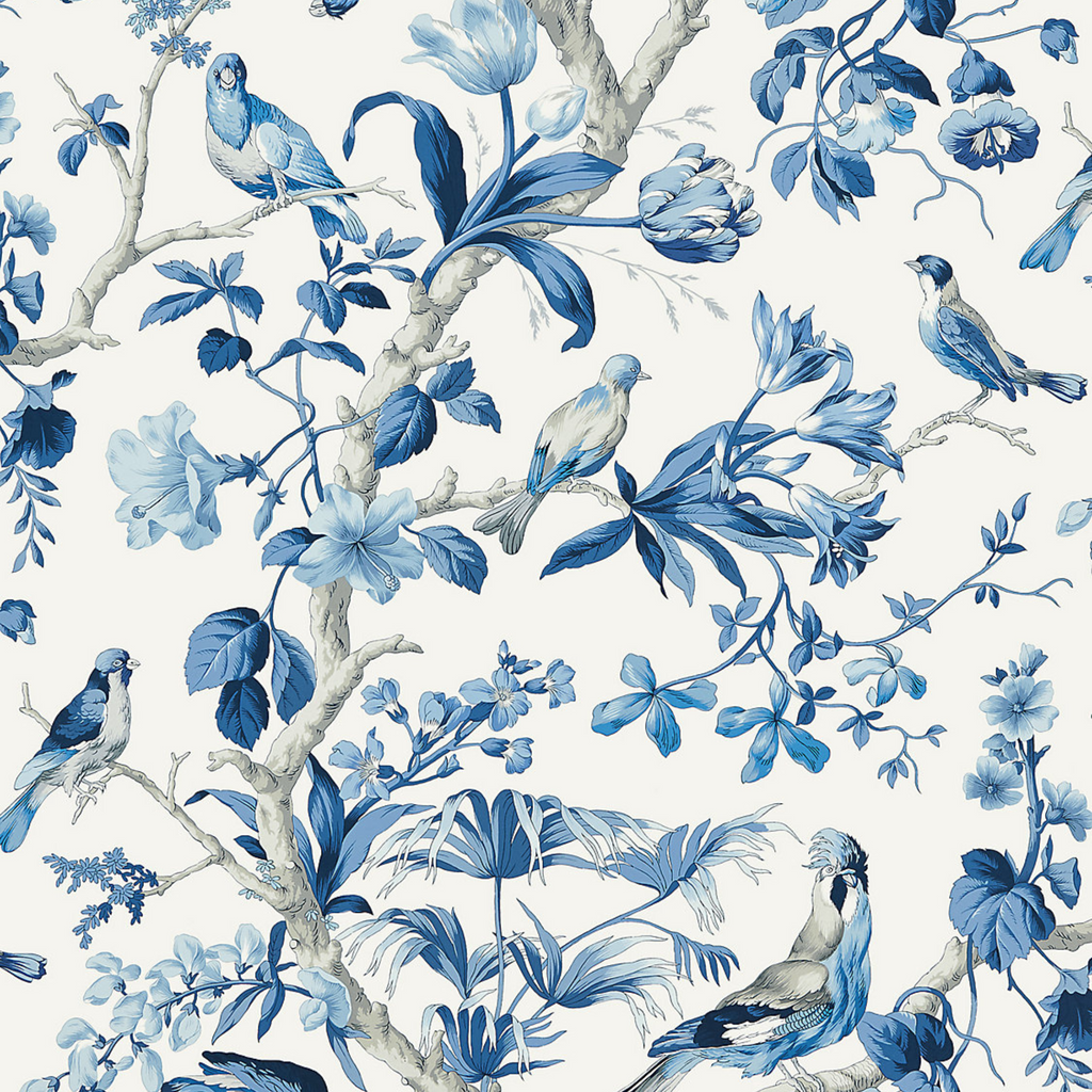 Belize Blue Porcelain Wallpaper - The Well Appointed House