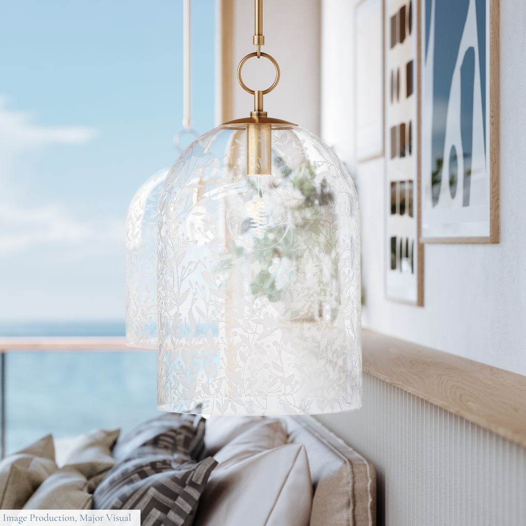 Belleville Aged Brass & Glass Pendant Light - The Well Appointed House
