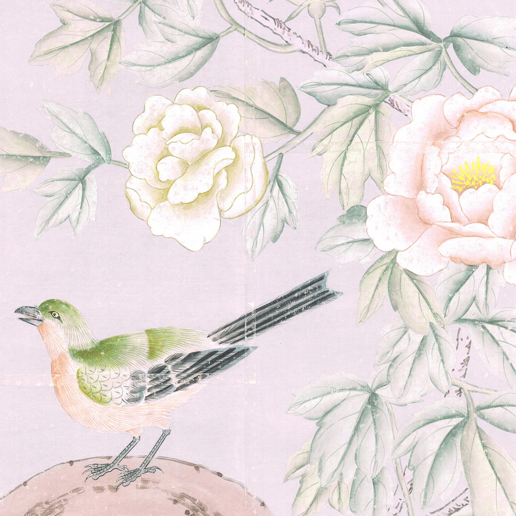 Belva Chinoiserie Mural Wallpaper Panels in Rose - The Well Appointed House