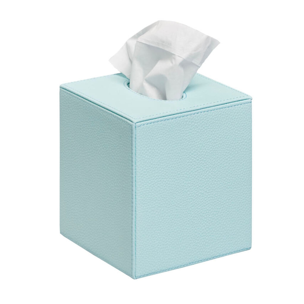 Blue Faux Leather Tissue Box Cover- The Well Appointed House