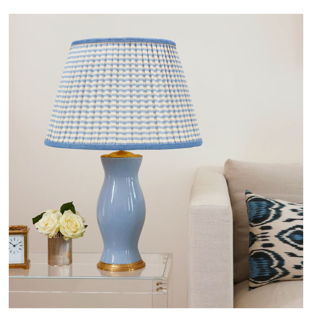 Blue Striped Pleated Lamp Shade - Available in Multiple Sizes-The Well Appointed House