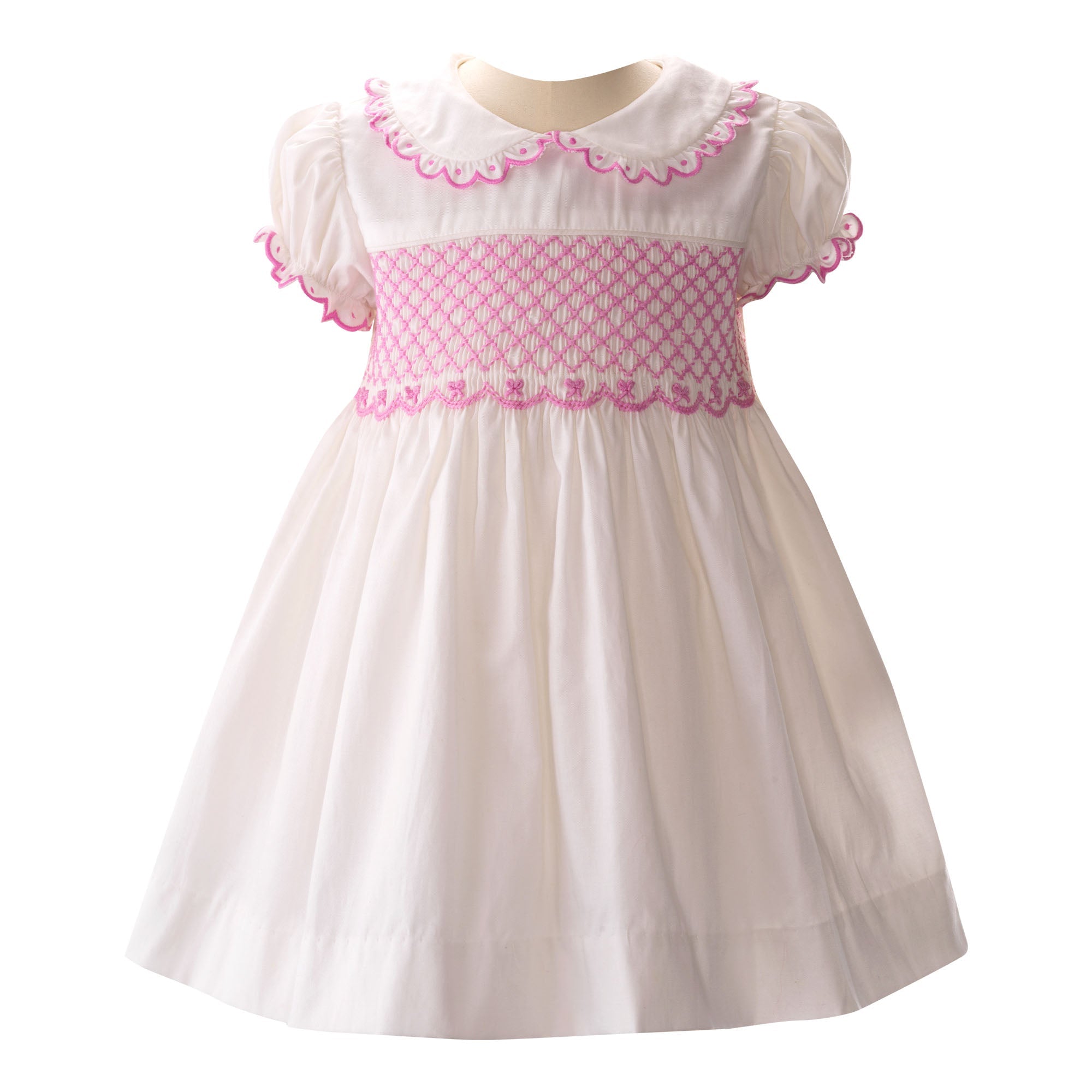 Bow Scalloped Smocked Dress 6m Bow Scalloped Smocked Dress 6m