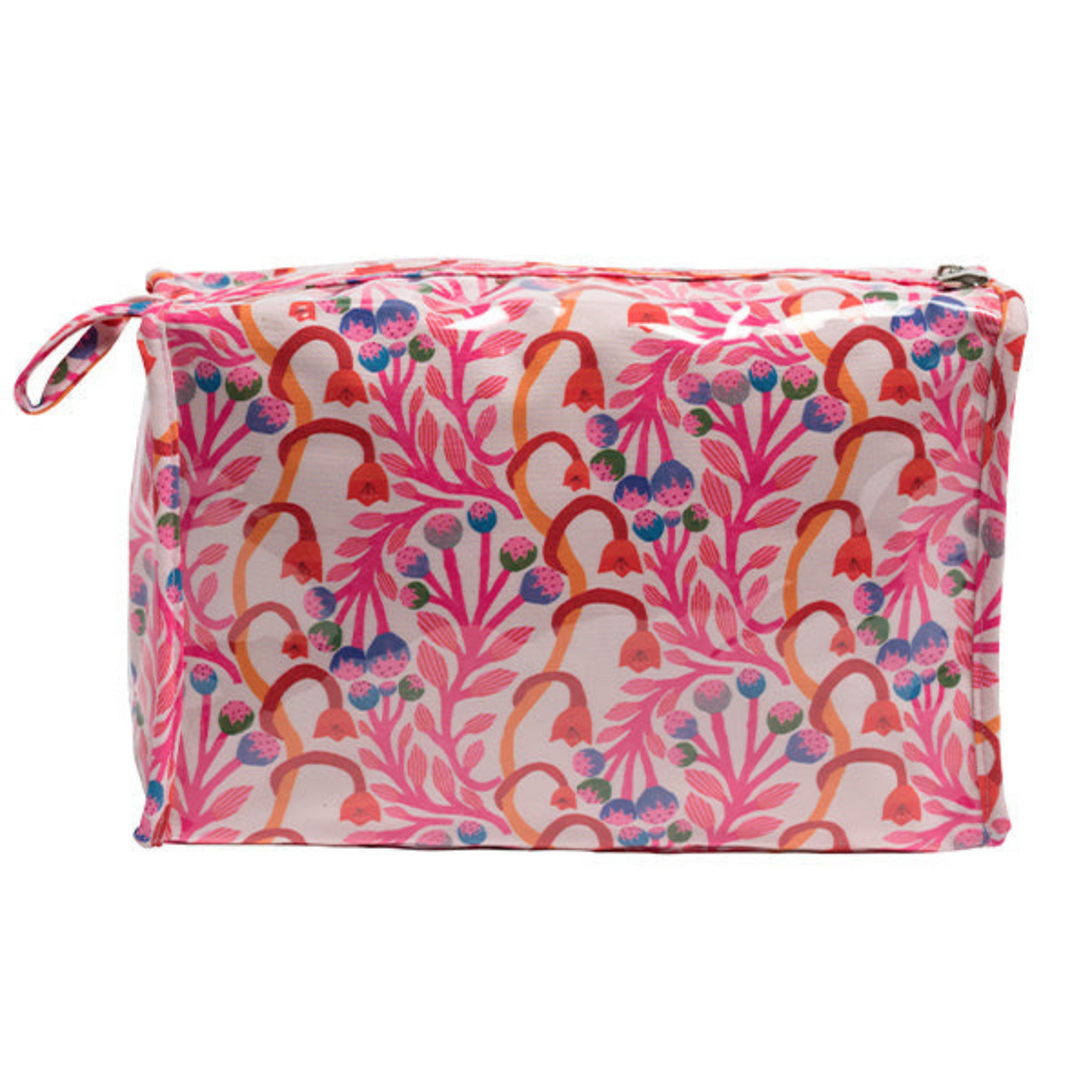 Box Cosmetic Bag in Pink Strawberry Vine - The Well Appointed House