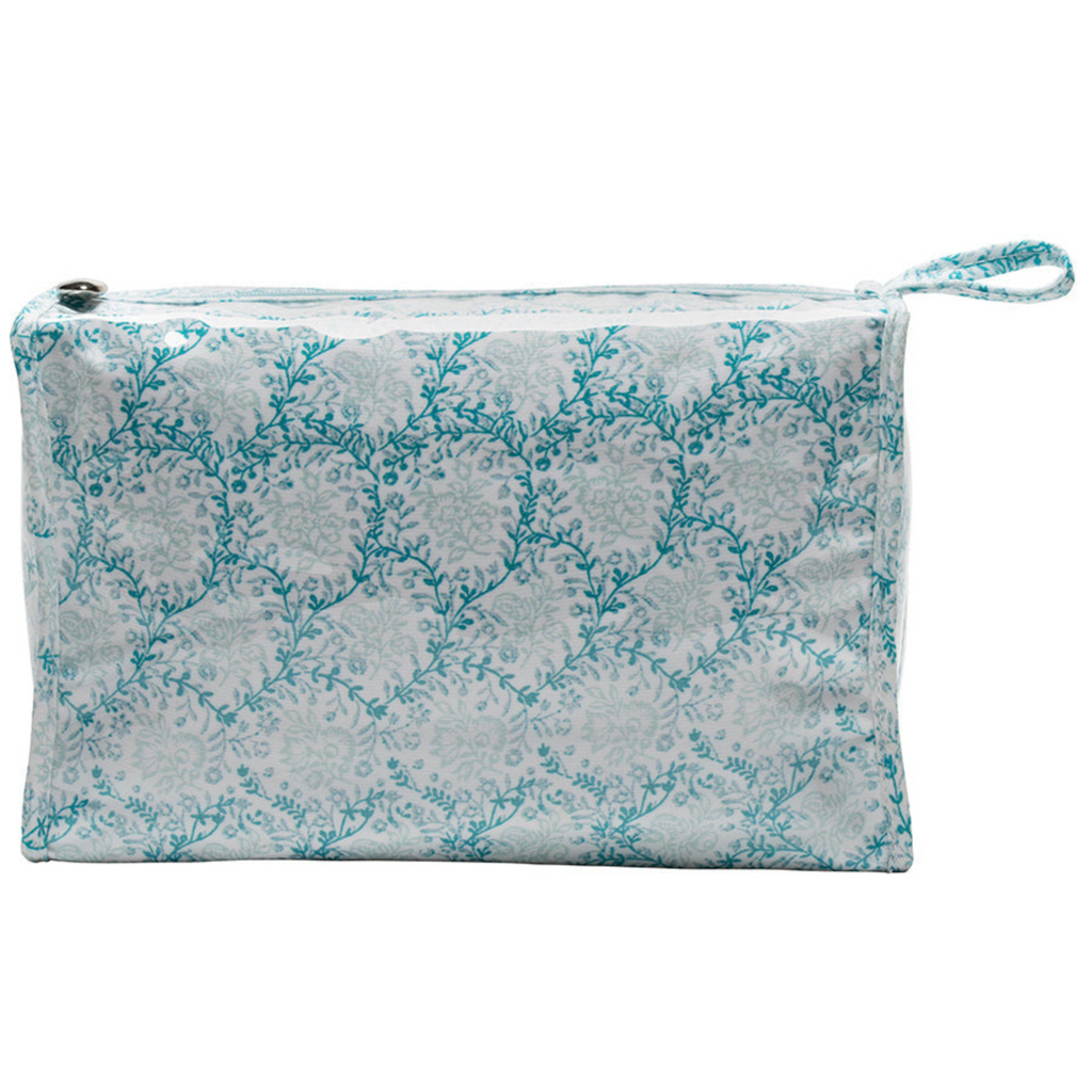 Box Cosmetic Bag in Trellis Aqua - The Well Appointed House