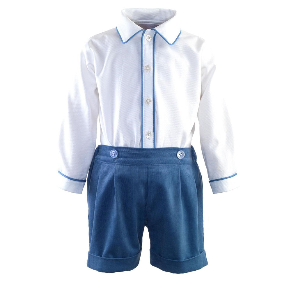 Blue Cord Short & Shirt Set - The Well Appointed House