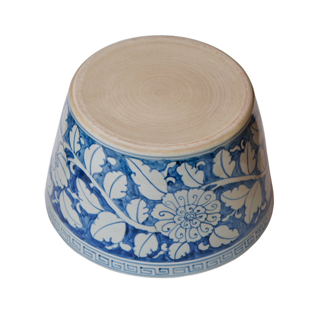 Large Rustic Peony Blue and White Porcelain Planter - The Well Appointed House