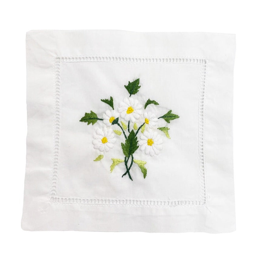 Cocktail Napkins with Daisies Design, Set of 4 - The Well Appointed House