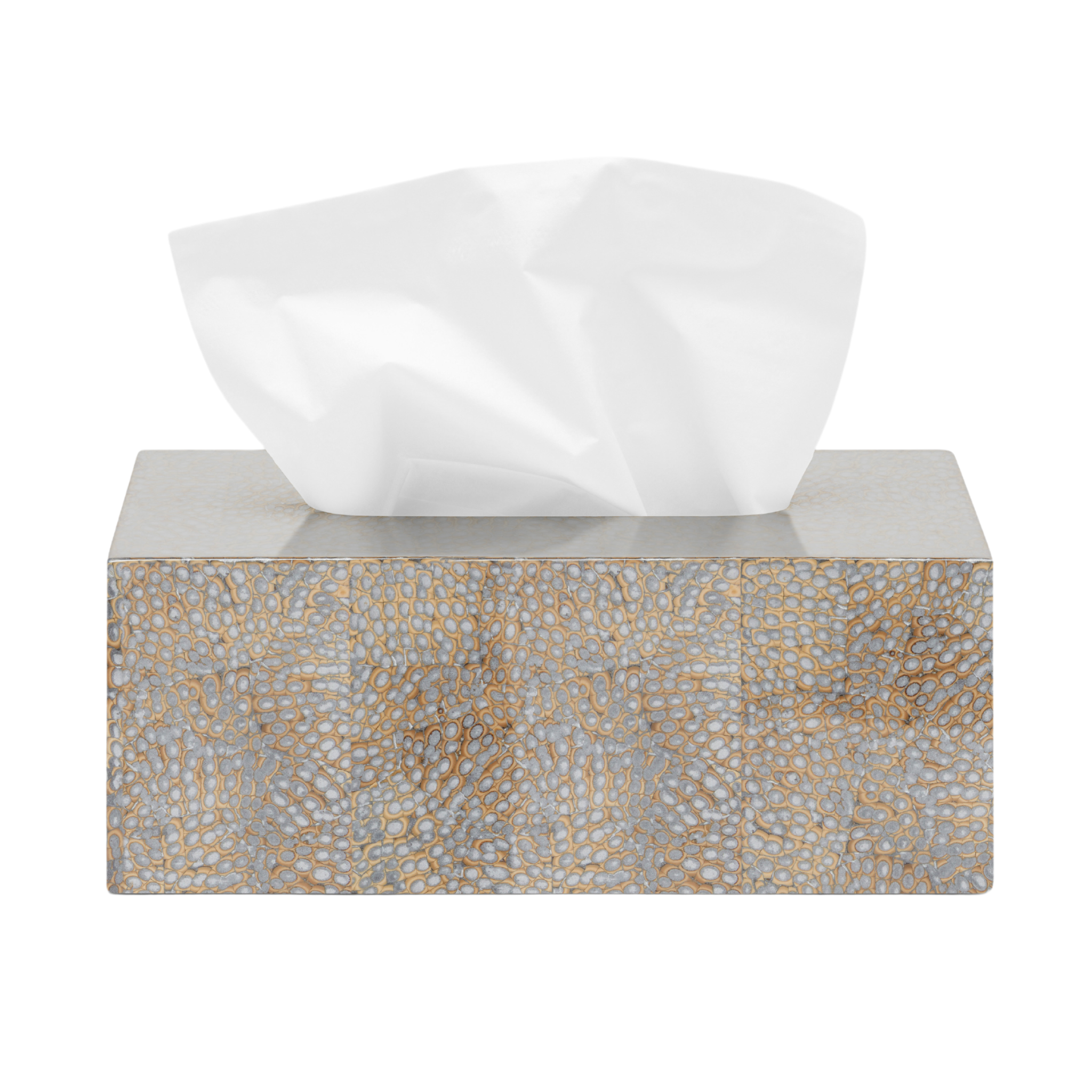 Callas Rectangular Tissue Box Cover in Silver Lacquered Eggshell Callas Rectangular Tissue Box Cover in Silver Lacquered Eggshell