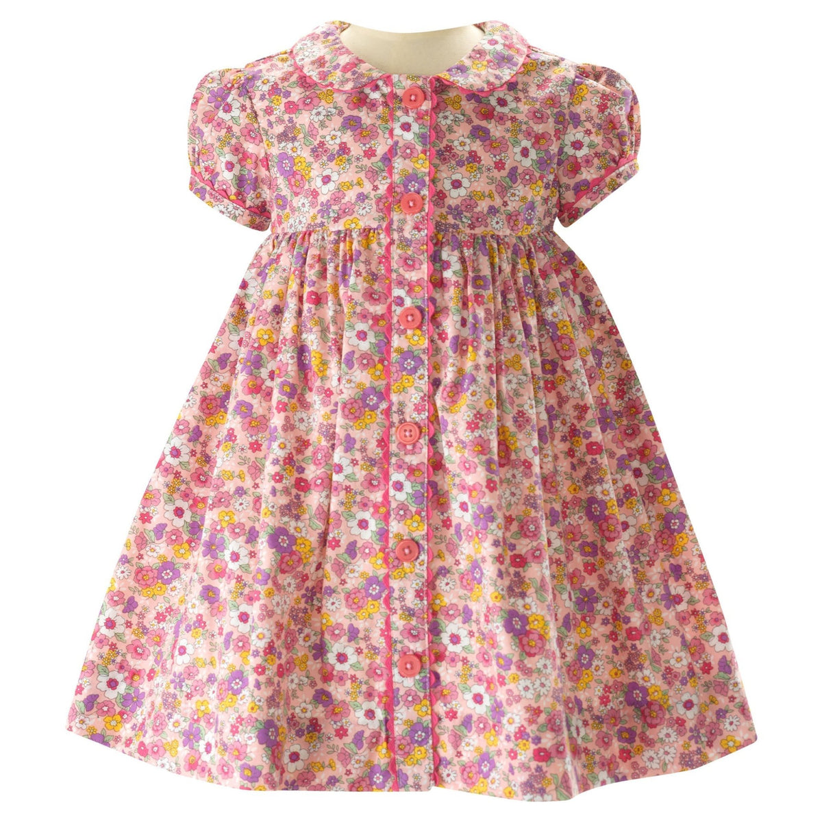 Baby Girl Candy Floral Button Front Traditional Cotton Short Sleeve ...