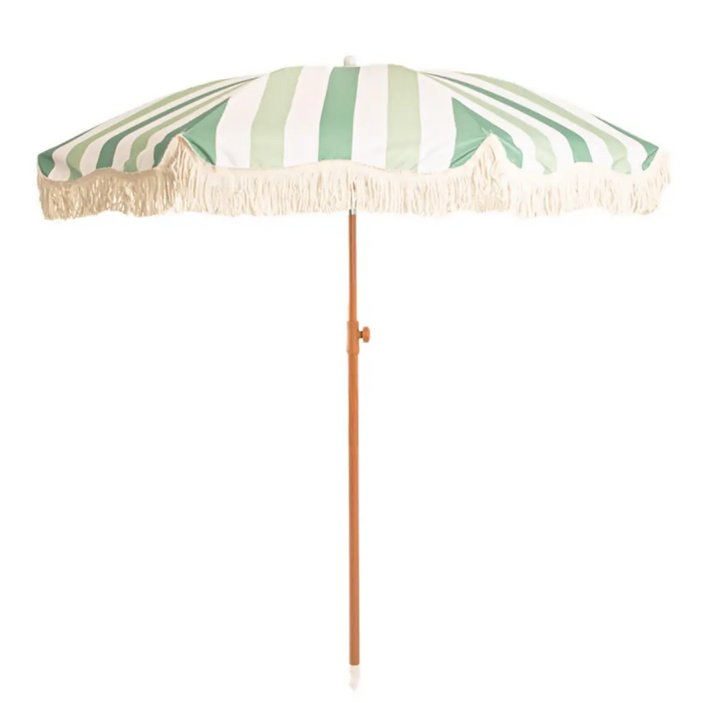 Capri Green Striped Umbrella - The Well Appointed House