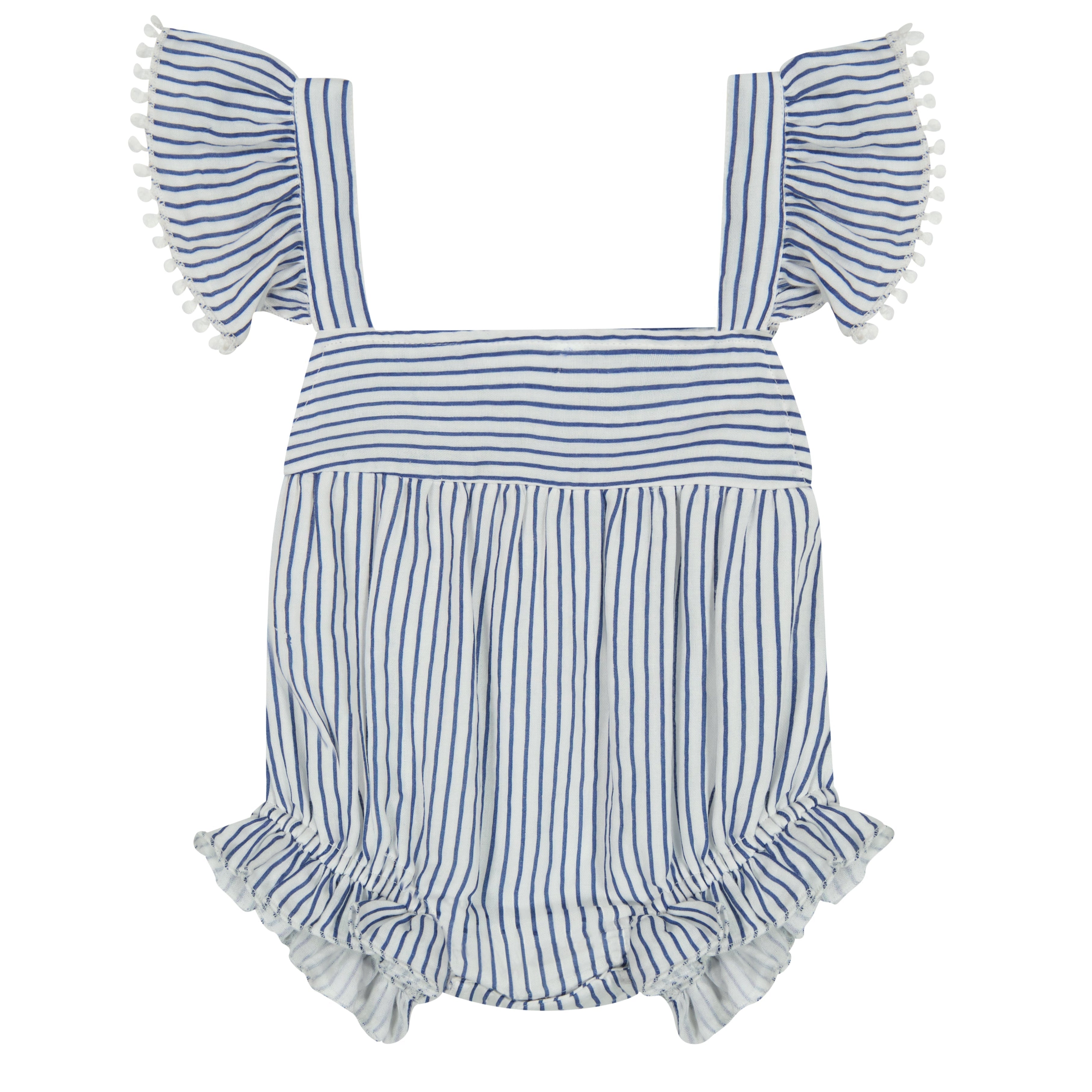 blue cowl neck satin dress Caroline Constas Lara Blue Striped Belted Sleeveless Romper main image 1