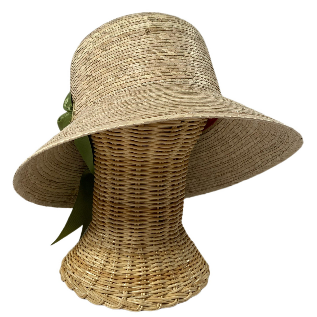 Clematis Bucket Hat - Olive Green Wide & Short Grosgrain Ribbon - The Well Appointed House