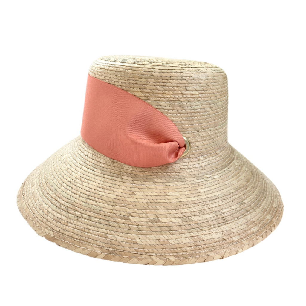 Clematis Bucket Hat - Coral Wide & Short Grosgrain Ribbon - The Well Appointed House