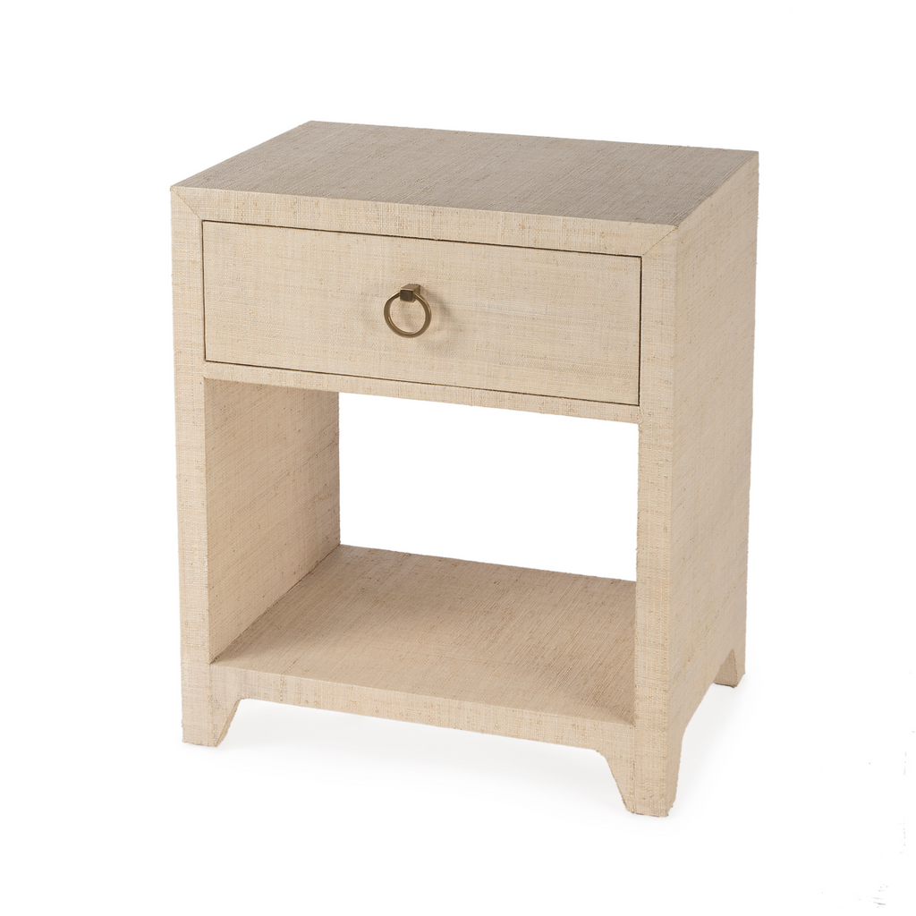 Coastal Natural Saguran Raffia Single Drawer Nightstand - The Well Appointed House
