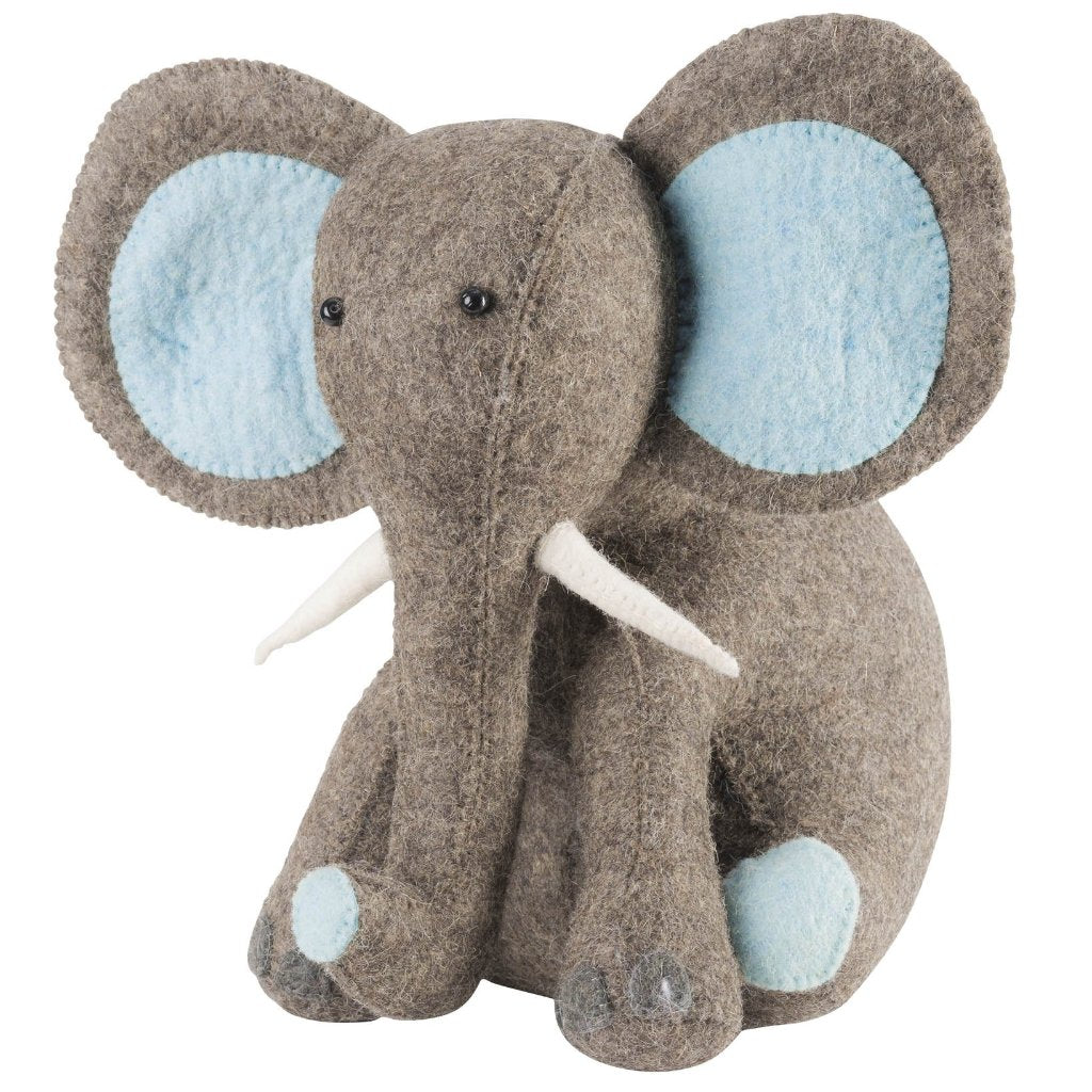 Blue Elephant Door Stop in Hand Felted Wool - The Well Appointed House