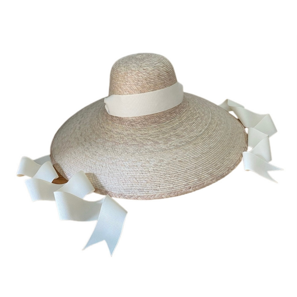 Daisy Sun Hat - Long Ivory Grosgrain Ribbon - The Well Appointed House