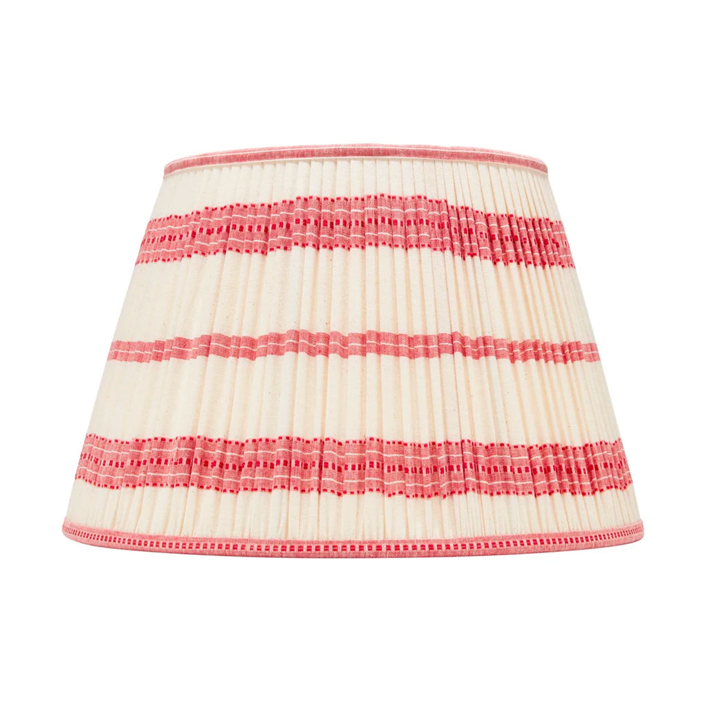 Embroidered Red Stripe Pleated Lamp Shade - Available in Multiple Sizes-The Well Appointed House