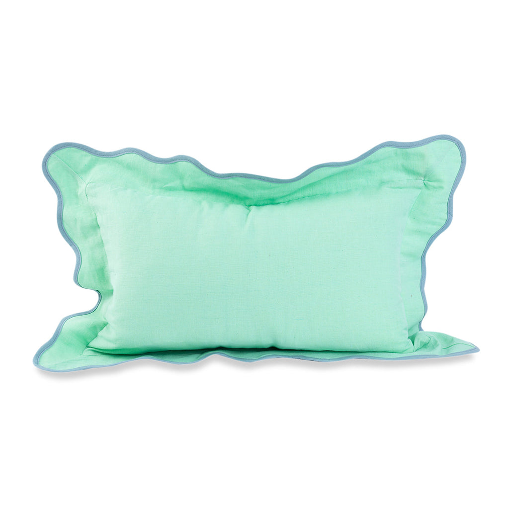 Darcy Linen Lumbar Pillow in Mint + Aqua - The Well Appointed House